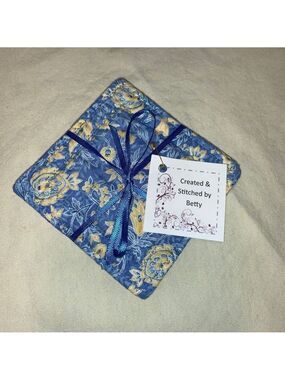 Unbranded Blue & Yellow Floral Quilted Coasters One Size